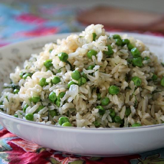 Brown Rice Pilaf with Peas and Dill