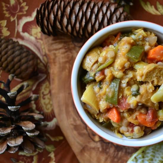 Red Lentil, Couscous, & Veggie Soup
