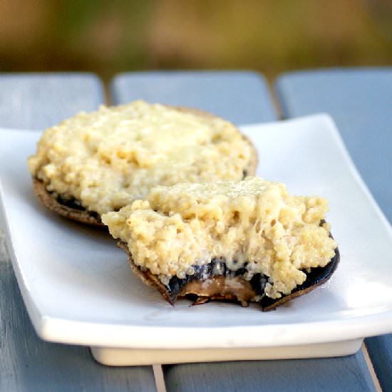 Cheesy Quinoa Stuffed Mushrooms