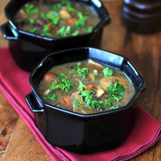 Beef, Wine and Mushroom Soup