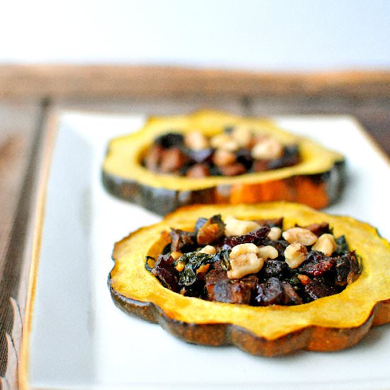 Spinach & Cranberry Stuffed Squash