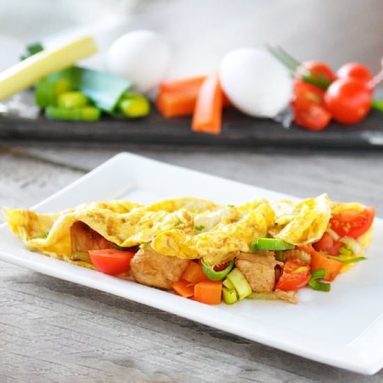 Veggies and Chicken Filled Omelet