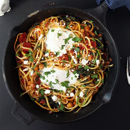 Harissa Zucchini Spaghetti Skillet