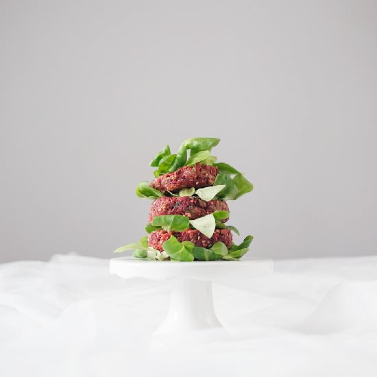 Baked Beet Burgers with Millet.