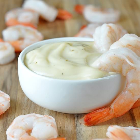 Shrimp Cocktail with Garlic Cream