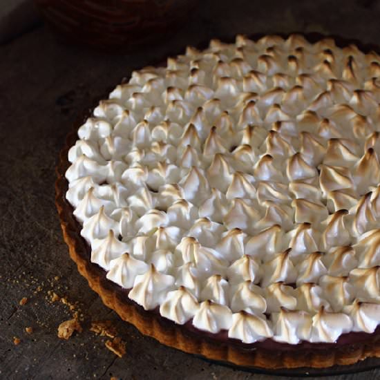Meringue Chocolate Pomegranate Tart