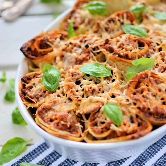 Baked Pancakes Bolognese