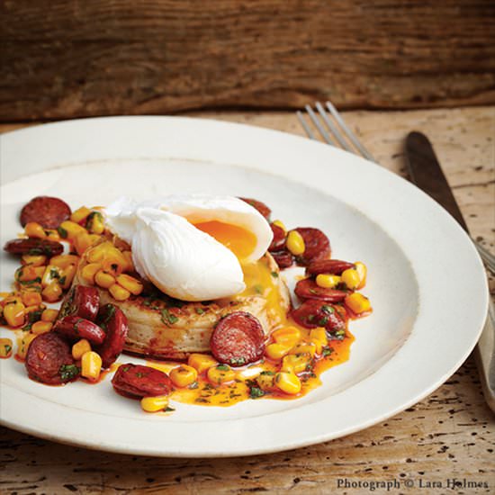 Toasted Crumpets with Poached Eggs