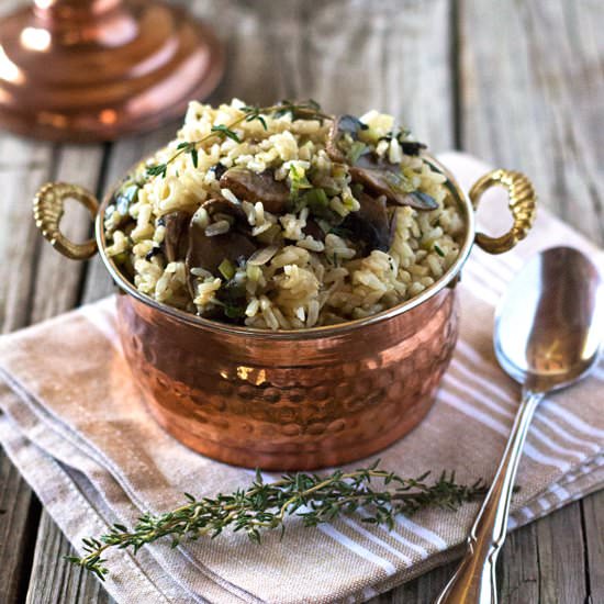 Baked Brown Rice with Mushrooms