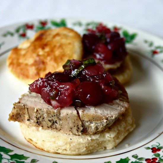 Pork Loin on Cornmeal Biscuits