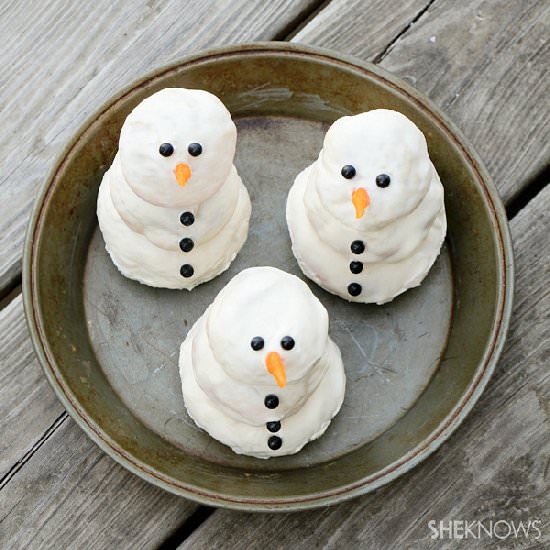 Cream Cheese Stuffed Snowmen