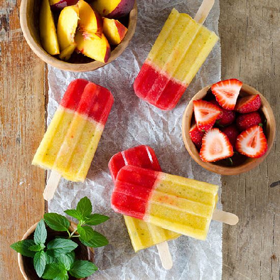 Strawberry and Peach Ice Pops
