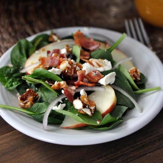 Spinach Salad with Sweet-Spicy Nuts
