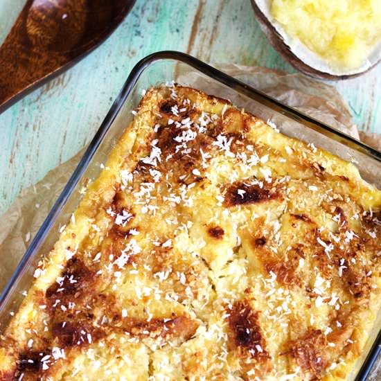 Skinny Piña Colada Bread Pudding
