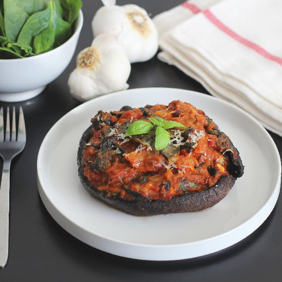 Spinach Marinara Stuffed Mushrooms