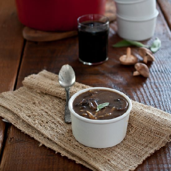 Mushroom Orzo and Stout Soup
