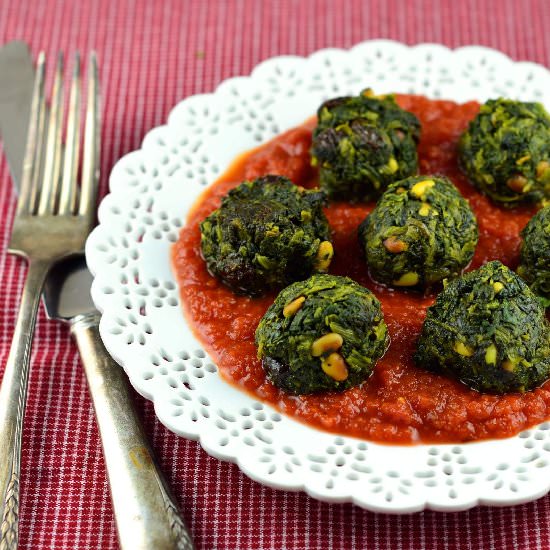 Paleo Spinach “Meatballs” in Tomato
