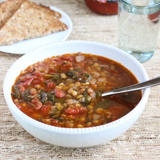 Easy Lentil Spinach Soup