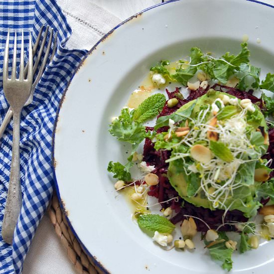 Beetroot and Kale Salad with Tahini
