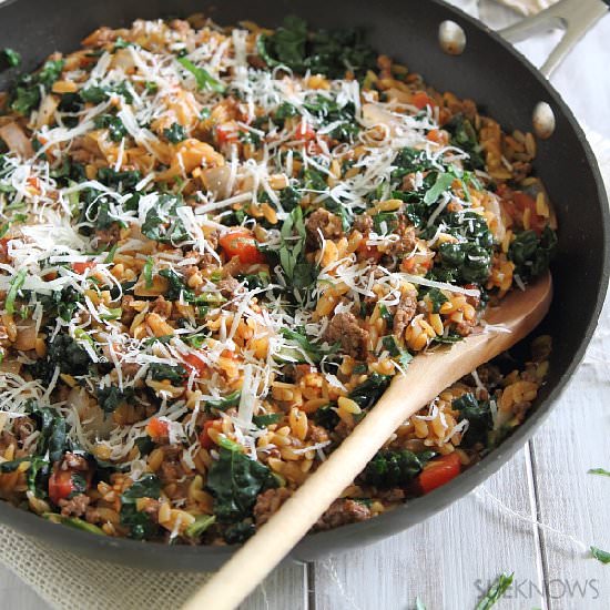 Beef Orzo Skillet