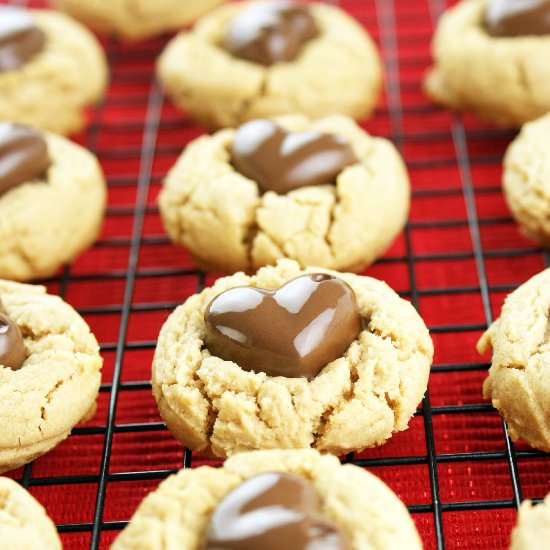 Peanut Butter Heart Blossom Cookies