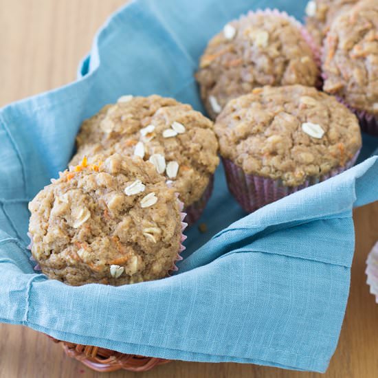 Healthy Carrot Cake Oat Muffins