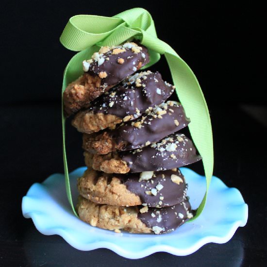 Dark Chocolate Dipped Peanut Cookie