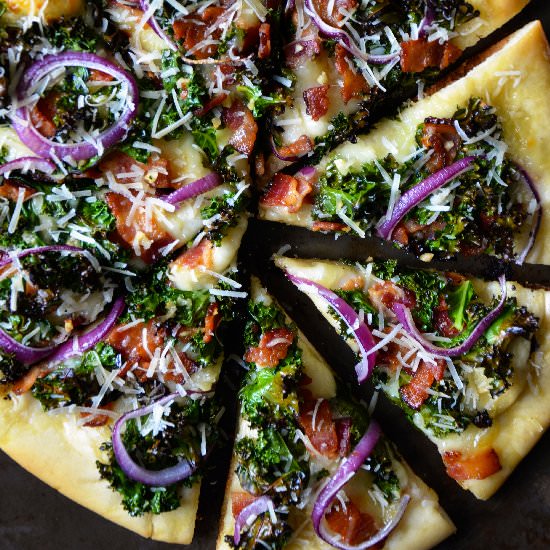 Garlicky Kale and Bacon Pizza