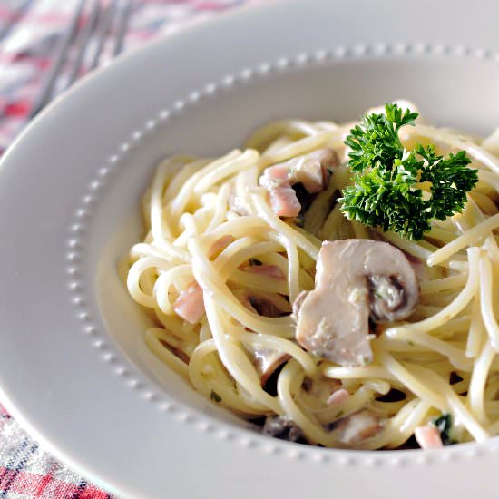 Carbonara with Mushroom & Spinach