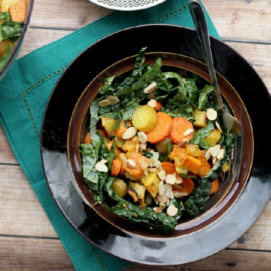 Miso-harissa roasted carrot, squash