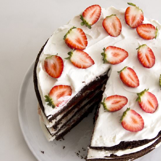 Chocolate Strawberry and Cream Cake