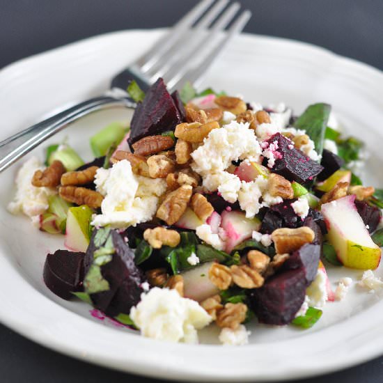 Beet, Pear and Pecan Salad