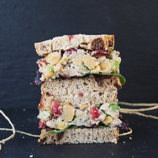 Cranberry Walnut Chickpea Salad Sandwich