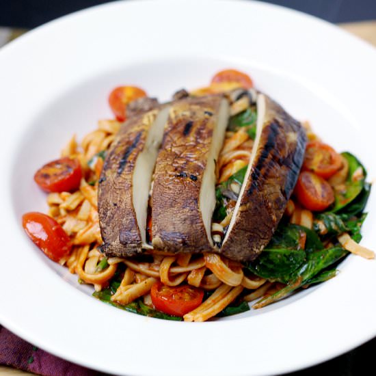Fettuccine and Portobello “Steaks”