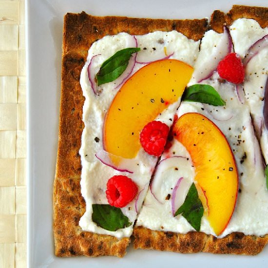 Peach, Raspberry & Basil Flatbread