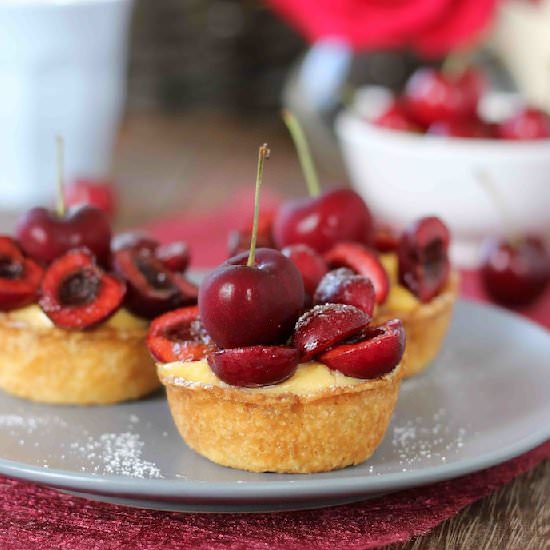 Cherry and custard tarts