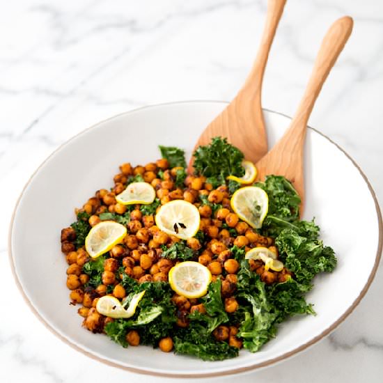Toasted Kale / Pan Fried Chickpeas