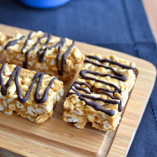 Honey Peanut Butter Puffed Wheat Bars