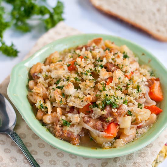 Cozy Cassoulet & Garlic Breadcrumbs