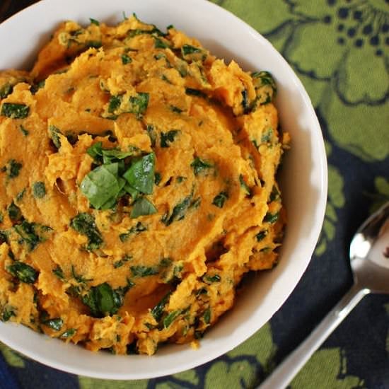 Goat Cheese & Spinach Mashed Sweet