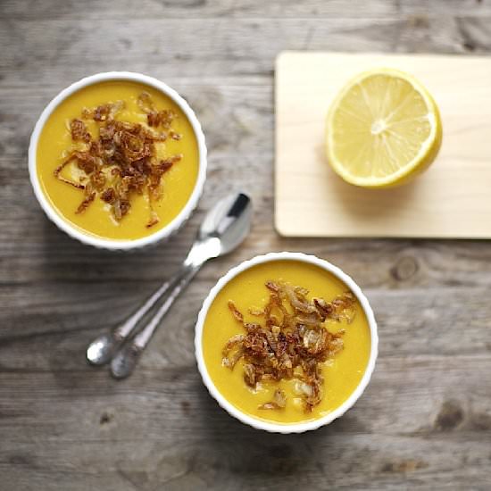Pumpkin Soup with Crispy Shallots