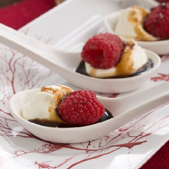Balsamic Raspberries and Cream