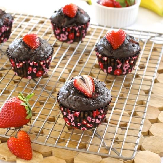 Chocolate Strawberry Banana Muffins