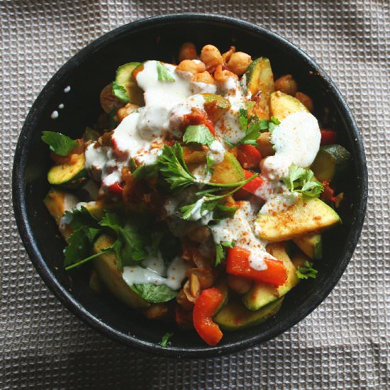 Chickpeas and Zucchini with Harissa