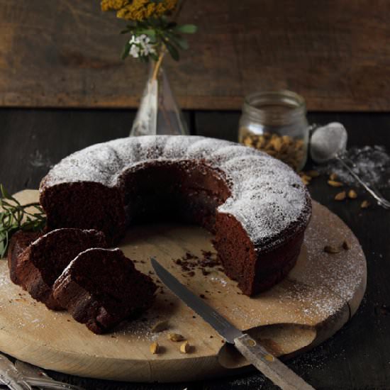 Cocoa and cardamom bundt cake