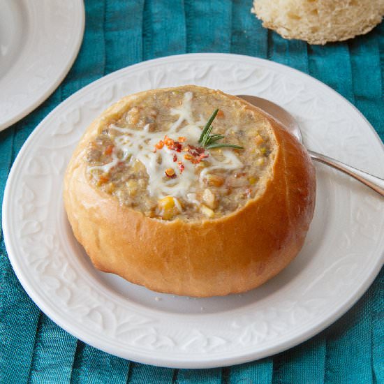 Edible bread bowls and chowder