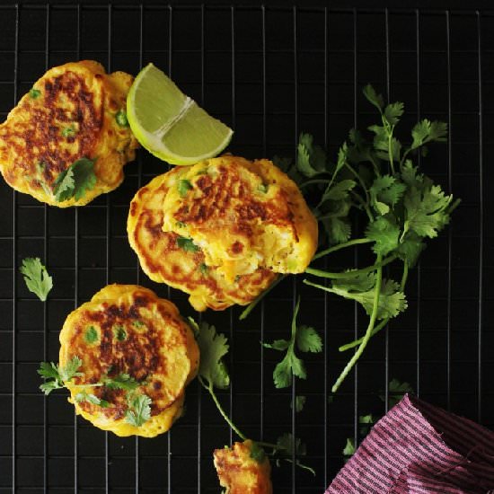 Corn, Carrot,Pea Breakfast Fritters