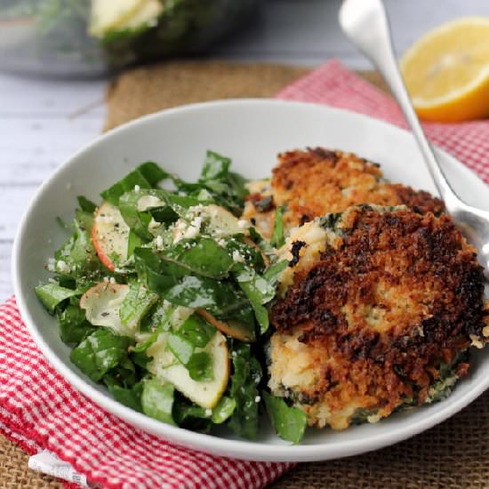 Smoky kale and potato cakes