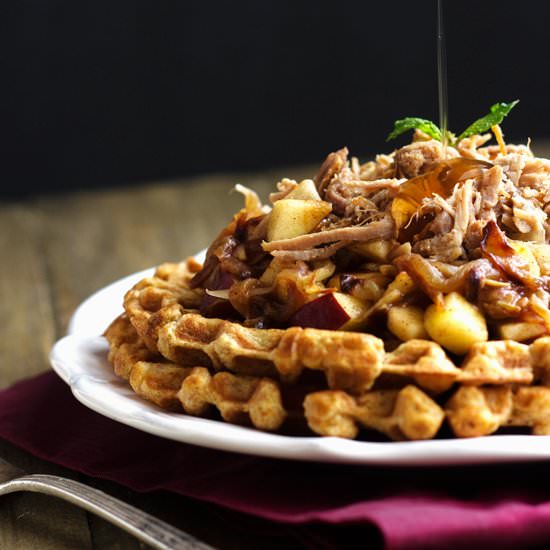 Cornbread Waffles With Pulled Pork