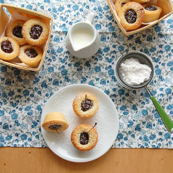 Tiny cherry and almond tea cakes